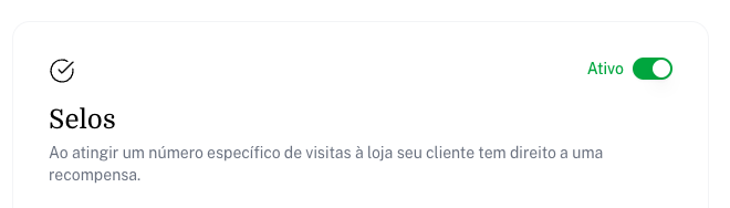 Card do programa com a chave Ativo ligada
